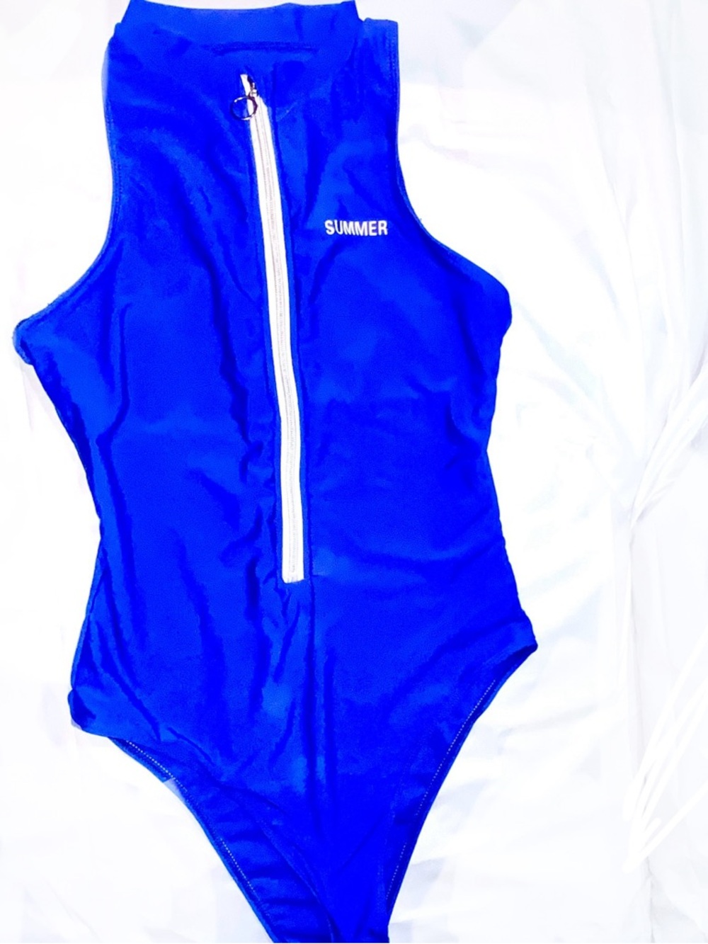 Royal Blue Zip-Front One-Piece Swimsuit